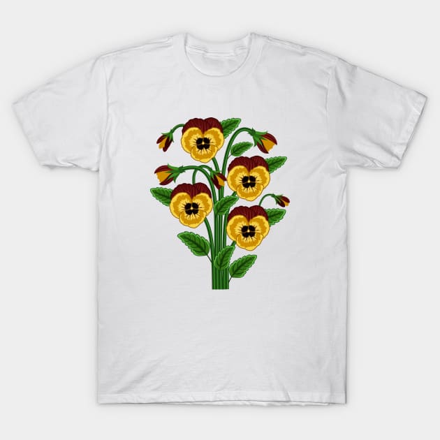 Yellow Pansy Flowers Bouquet T-Shirt by IsmaSaleem